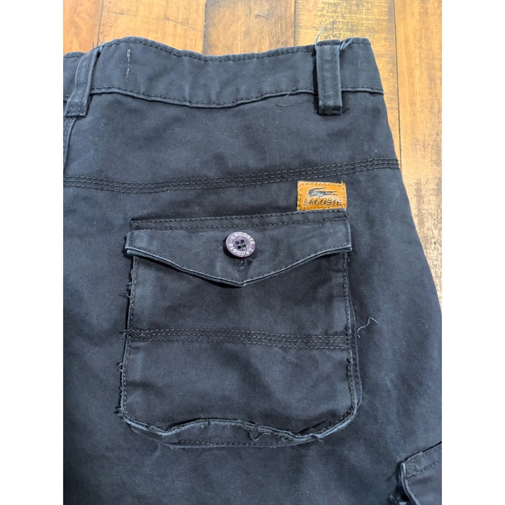 Lacoste Mens Navy Blue Cotton Cargo Shorts Size 36 Vintage Utility Pockets - Picture 16 of 16